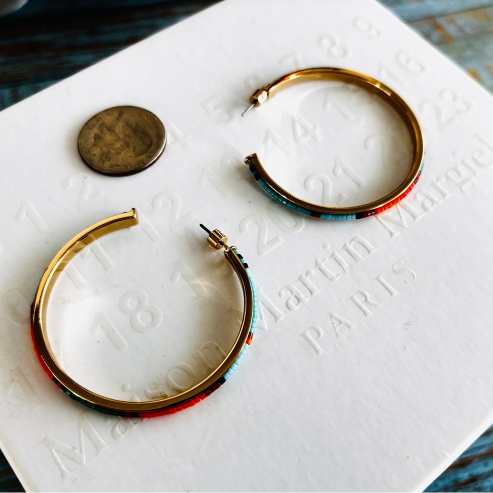 Roxanne Assoulin rainbow beaded hoop earrings firm price